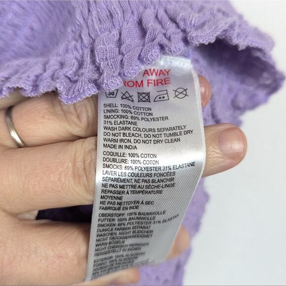 NWT Urban Outfitters BDG Lilac Nova Cap Sleeve Smocked Top Size L - Picture 7 of 10